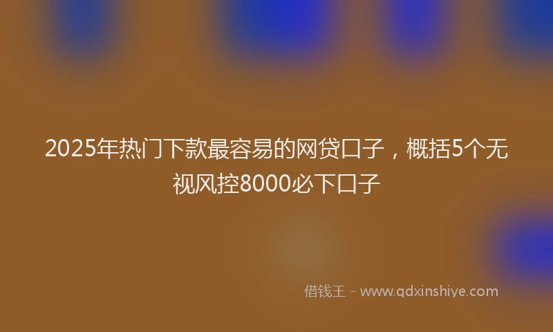2025年热门下款最容易的网贷口子，概括5个无视风控8000必下口子