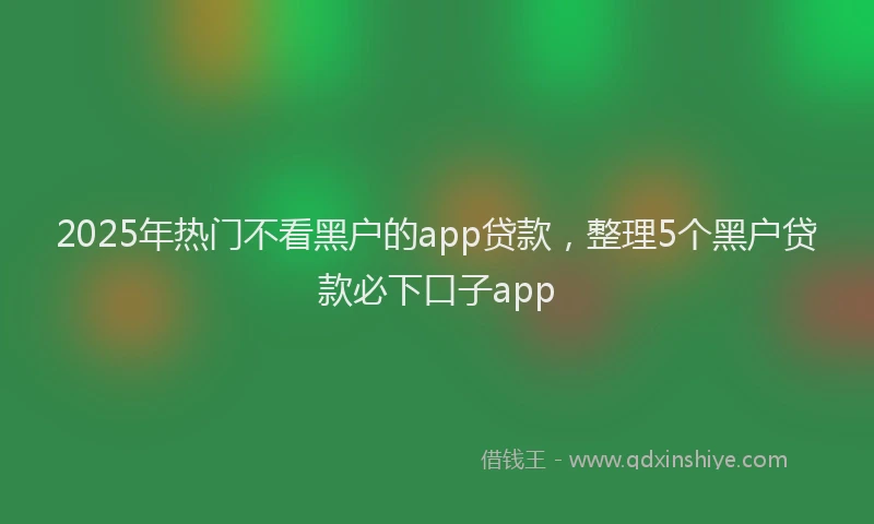 2025年热门不看黑户的app贷款，整理5个黑户贷款必下口子app