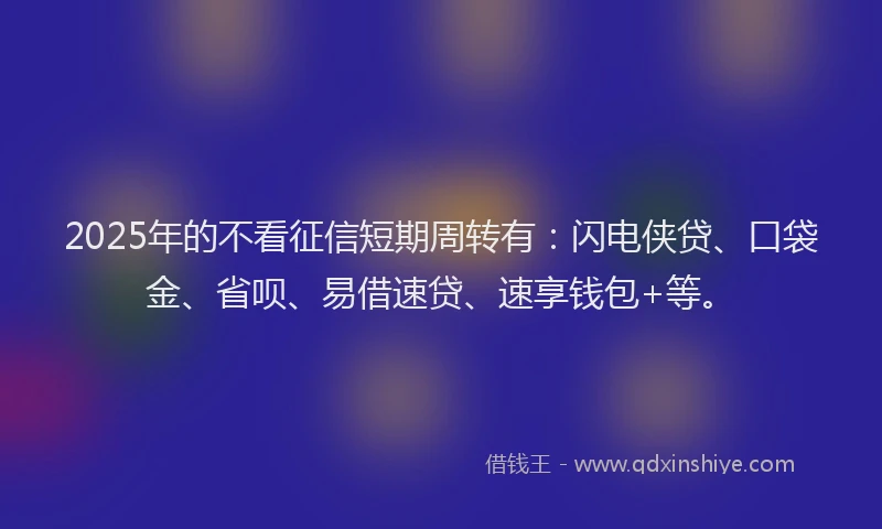 2025年的不看征信短期周转有：闪电侠贷、口袋金、省呗、易借速贷、速享钱包+等。