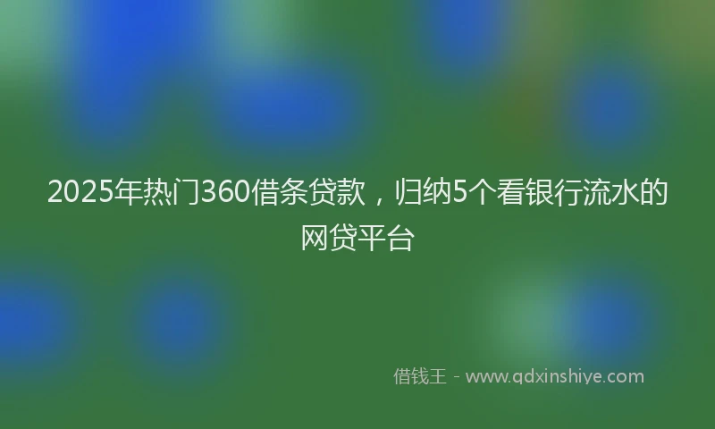 2025年热门360借条贷款，归纳5个看银行流水的网贷平台