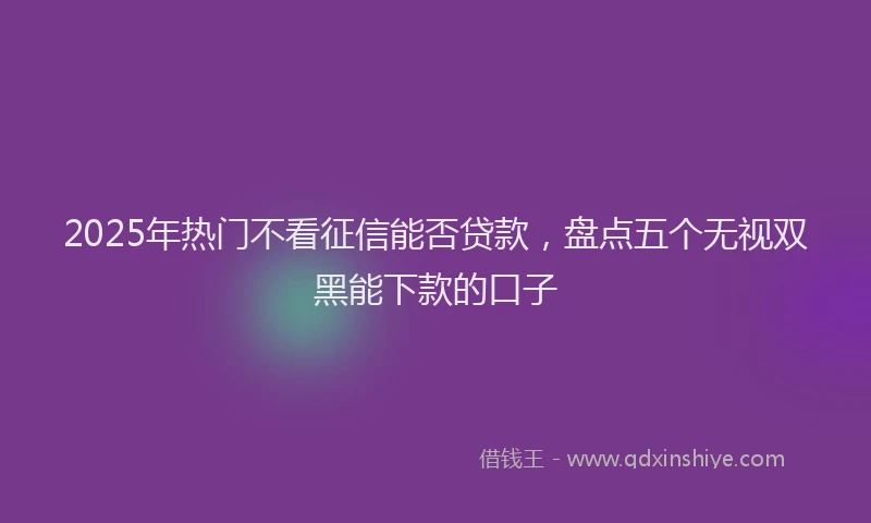 2025年热门不看征信能否贷款，盘点五个无视双黑能下款的口子
