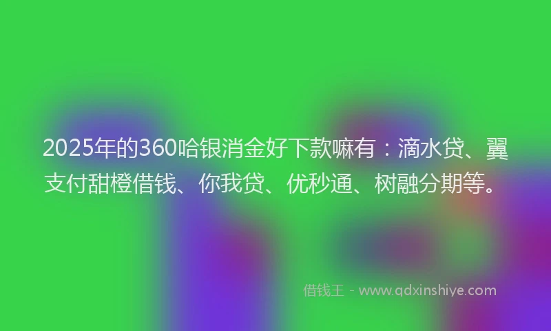 2025年的360哈银消金好下款嘛有：滴水贷、翼支付甜橙借钱、你我贷、优秒通、树融分期等。