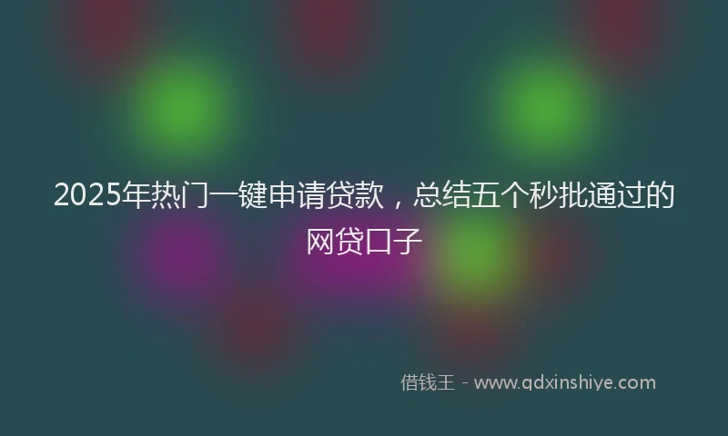 2025年热门一键申请贷款，总结五个秒批通过的网贷口子