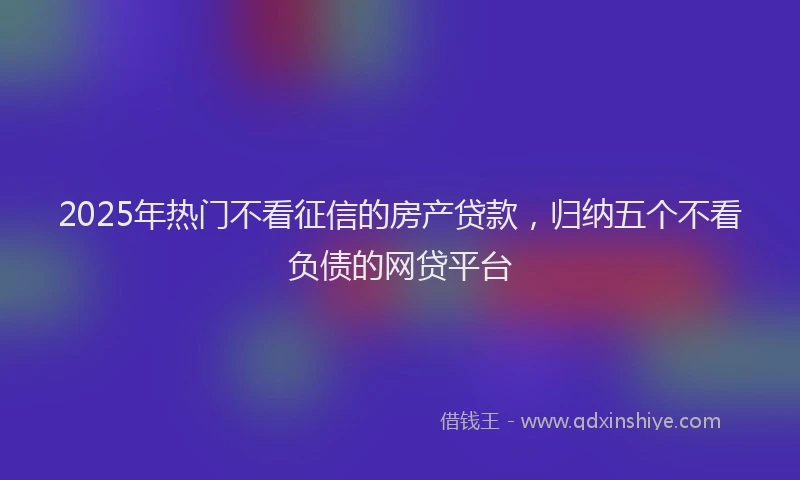 2025年热门不看征信的房产贷款，归纳五个不看负债的网贷平台