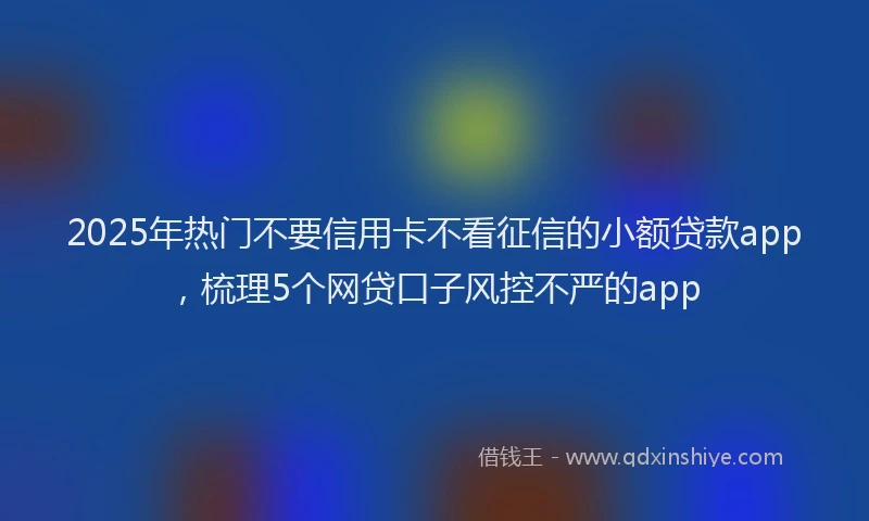 2025年热门不要信用卡不看征信的小额贷款app，梳理5个网贷口子风控不严的app