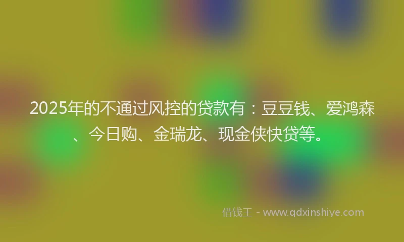 2025年的不通过风控的贷款有：豆豆钱、爱鸿森、今日购、金瑞龙、现金侠快贷等。
