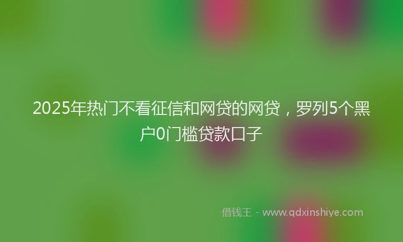 2025年热门不看征信和网贷的网贷，罗列5个黑户0门槛贷款口子