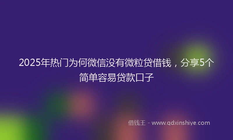 2025年热门为何微信没有微粒贷借钱，分享5个简单容易贷款口子