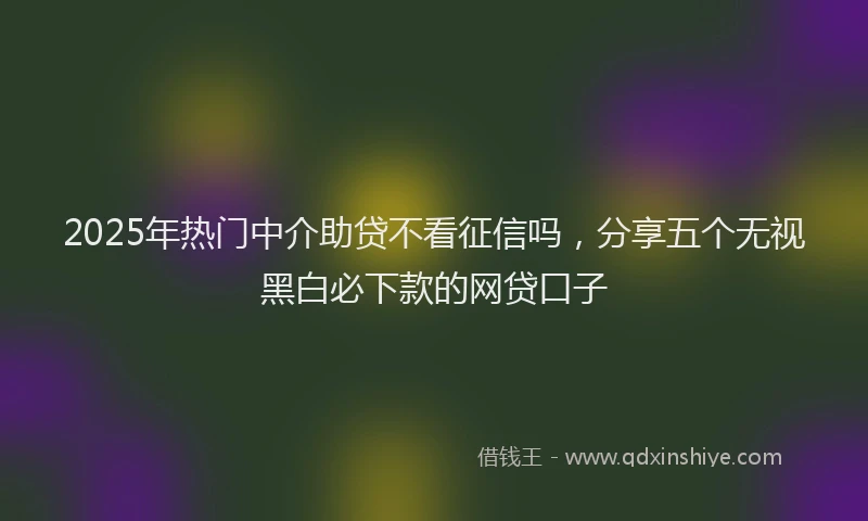 2025年热门中介助贷不看征信吗，分享五个无视黑白必下款的网贷口子