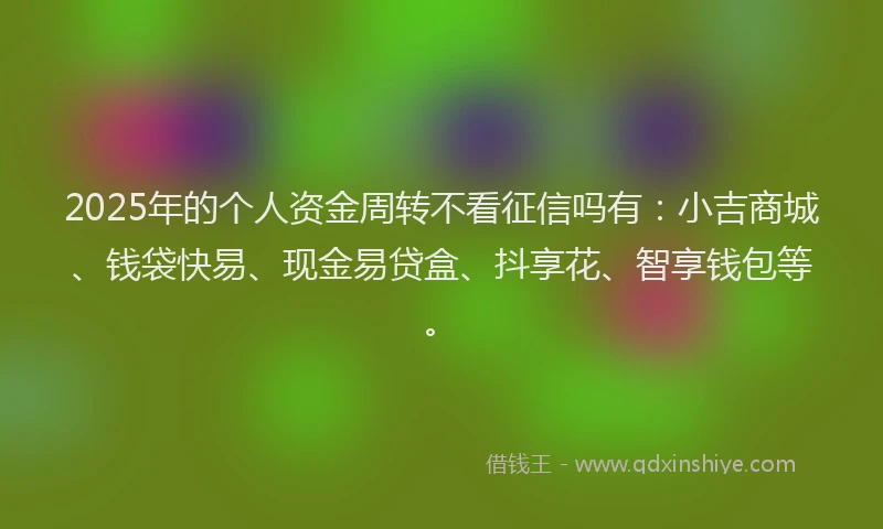 2025年的个人资金周转不看征信吗有：小吉商城、钱袋快易、现金易贷盒、抖享花、智享钱包等。