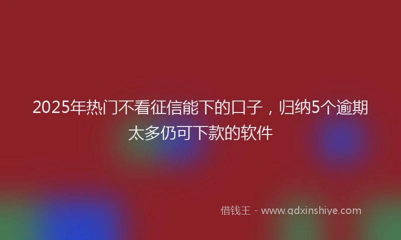 2025年热门不看征信能下的口子，归纳5个逾期太多仍可下款的软件