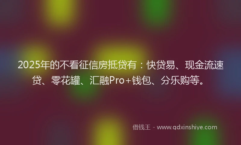 2025年的不看征信房抵贷有：快贷易、现金流速贷、零花罐、汇融Pro+钱包、分乐购等。