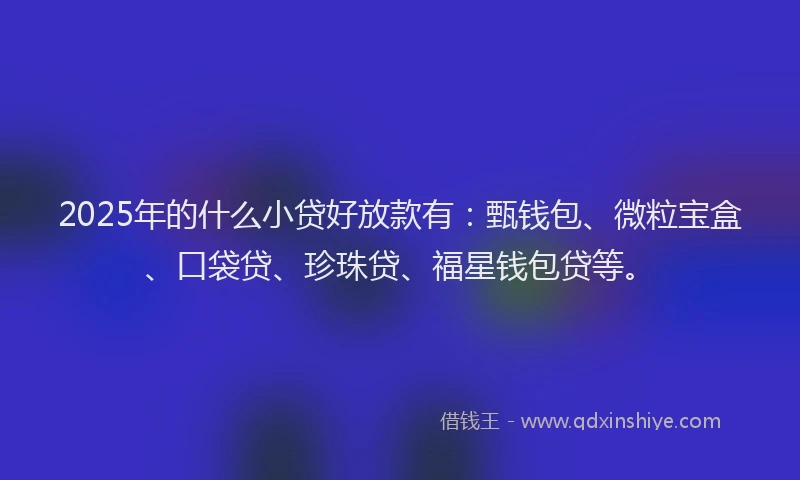 2025年的什么小贷好放款有：甄钱包、微粒宝盒、口袋贷、珍珠贷、福星钱包贷等。