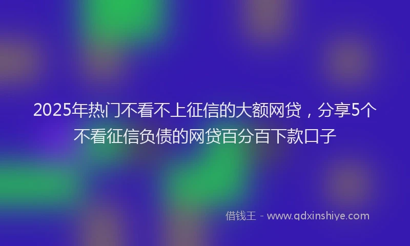 2025年热门不看不上征信的大额网贷，分享5个不看征信负债的网贷百分百下款口子