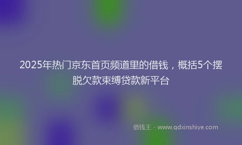 2025年热门京东首页频道里的借钱，概括5个摆脱欠款束缚贷款新平台