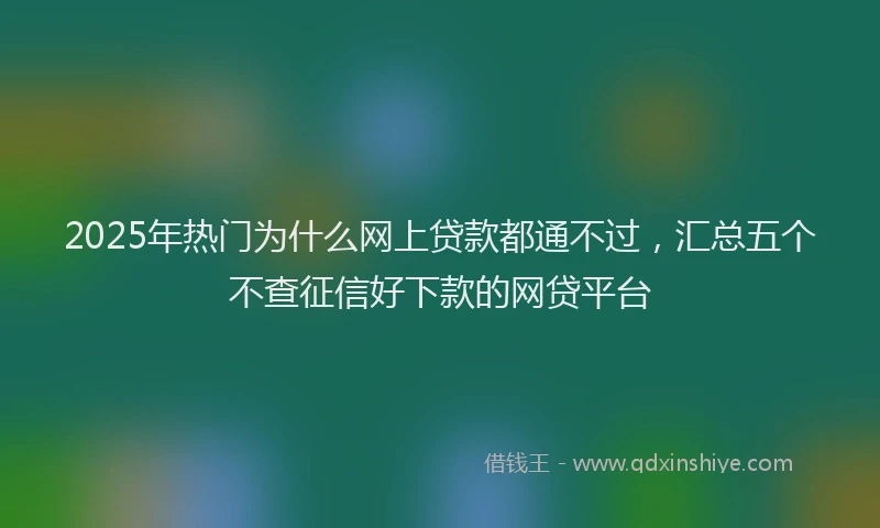 2025年热门为什么网上贷款都通不过，汇总五个不查征信好下款的网贷平台