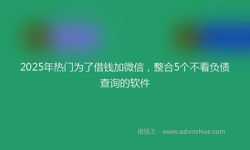 2025年热门为了借钱加微信，整合5个不看负债查询的软件
