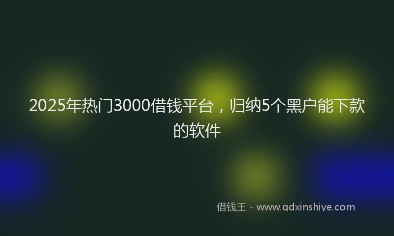 2025年热门3000借钱平台，归纳5个黑户能下款的软件