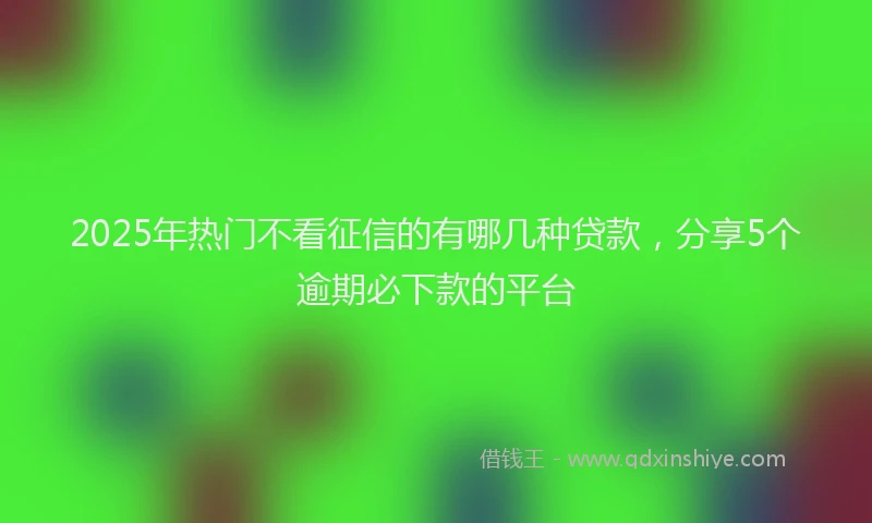 2025年热门不看征信的有哪几种贷款，分享5个逾期必下款的平台