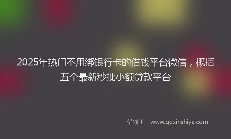 2025年热门不用绑银行卡的借钱平台微信，概括五个最新秒批小额贷款平台