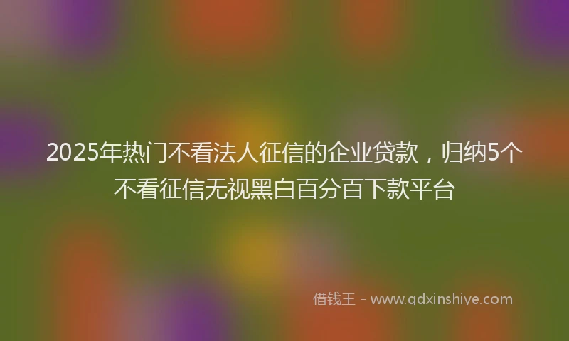2025年热门不看法人征信的企业贷款，归纳5个不看征信无视黑白百分百下款平台