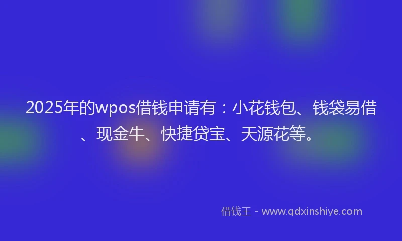 2025年的wpos借钱申请有：小花钱包、钱袋易借、现金牛、快捷贷宝、天源花等。