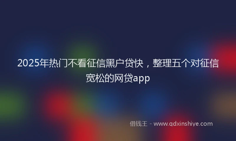 2025年热门不看征信黑户贷快，整理五个对征信宽松的网贷app