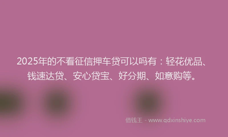 2025年的不看征信押车贷可以吗有：轻花优品、钱速达贷、安心贷宝、好分期、如意购等。