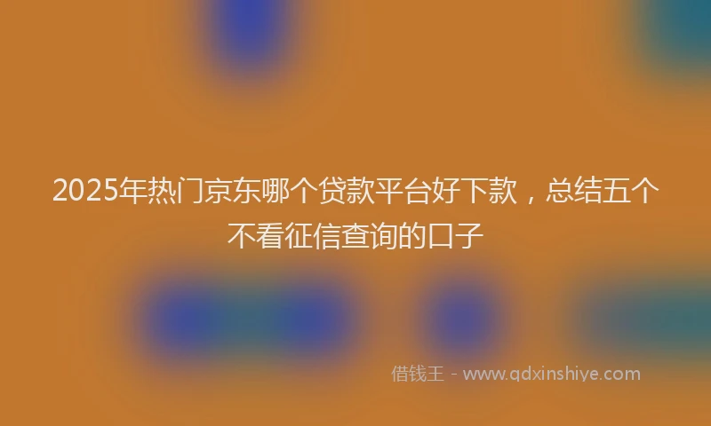 2025年热门京东哪个贷款平台好下款，总结五个不看征信查询的口子