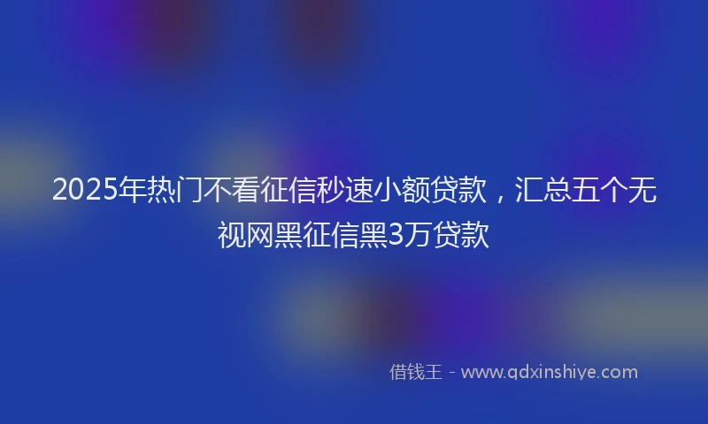 2025年热门不看征信秒速小额贷款，汇总五个无视网黑征信黑3万贷款