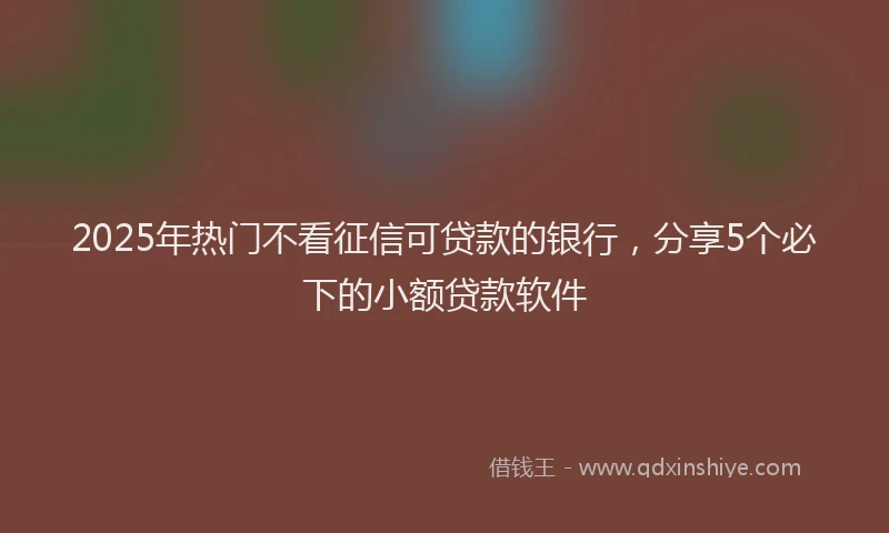 2025年热门不看征信可贷款的银行，分享5个必下的小额贷款软件
