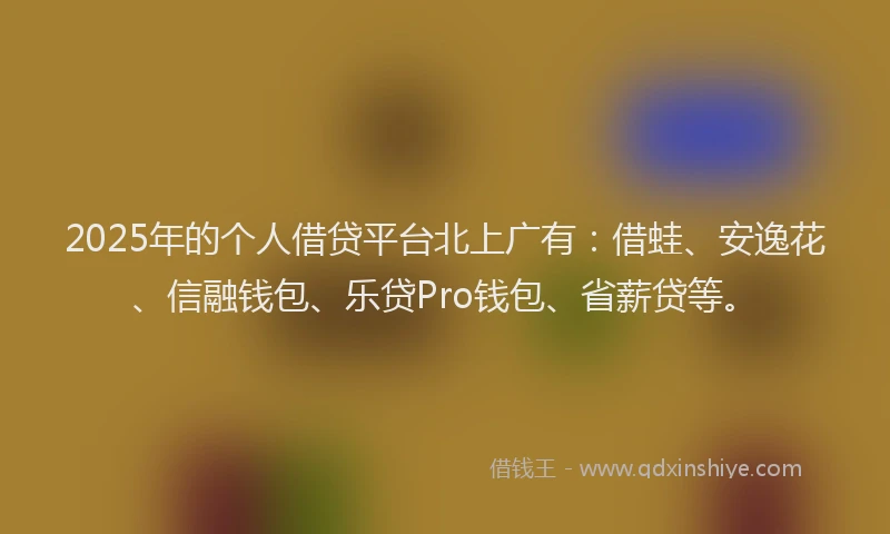 2025年的个人借贷平台北上广有：借蛙、安逸花、信融钱包、乐贷Pro钱包、省薪贷等。