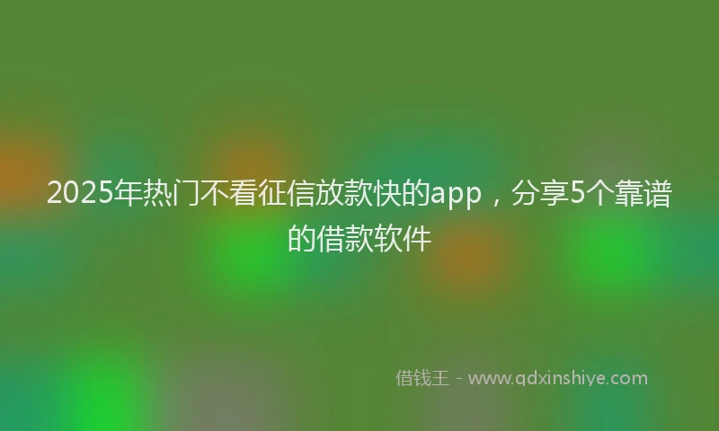 2025年热门不看征信放款快的app，分享5个靠谱的借款软件