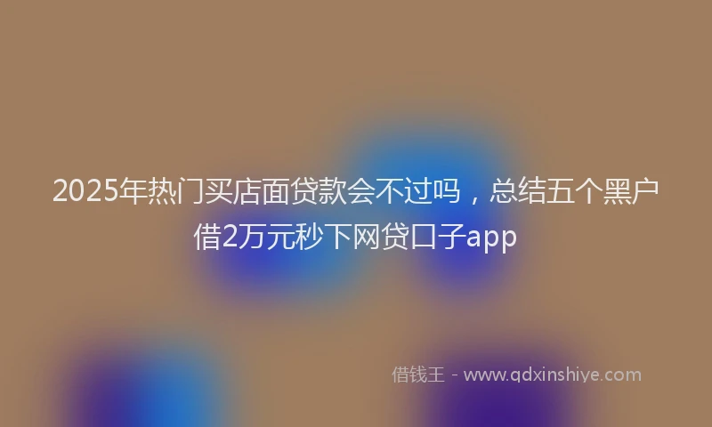 2025年热门买店面贷款会不过吗，总结五个黑户借2万元秒下网贷口子app