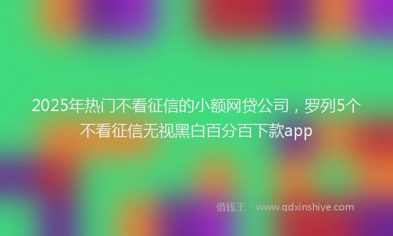 2025年热门不看征信的小额网贷公司，罗列5个不看征信无视黑白百分百下款app