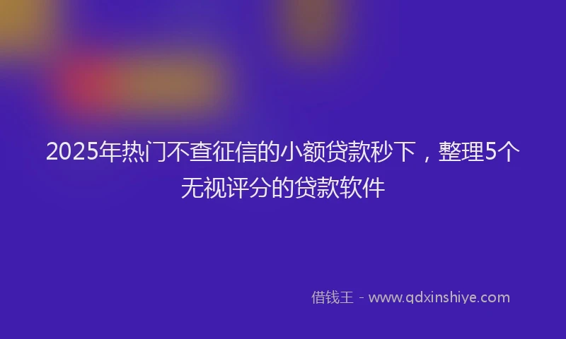 2025年热门不查征信的小额贷款秒下，整理5个无视评分的贷款软件