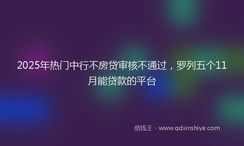 2025年热门中行不房贷审核不通过，罗列五个11月能贷款的平台