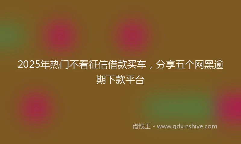 2025年热门不看征信借款买车，分享五个网黑逾期下款平台