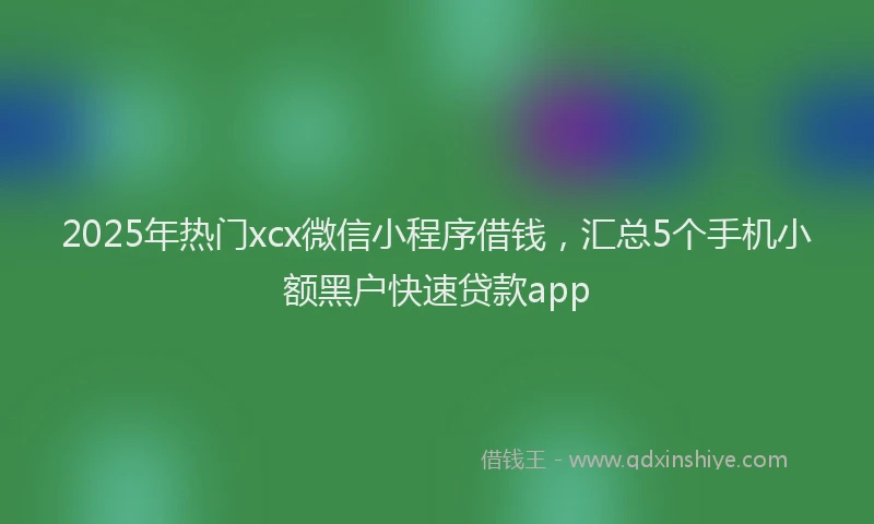 2025年热门xcx微信小程序借钱，汇总5个手机小额黑户快速贷款app
