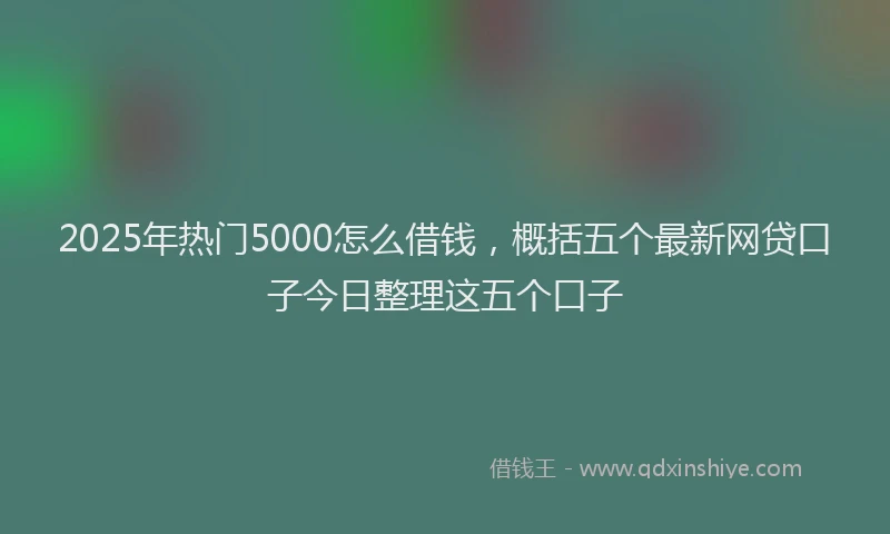 2025年热门5000怎么借钱，概括五个最新网贷口子今日整理这五个口子