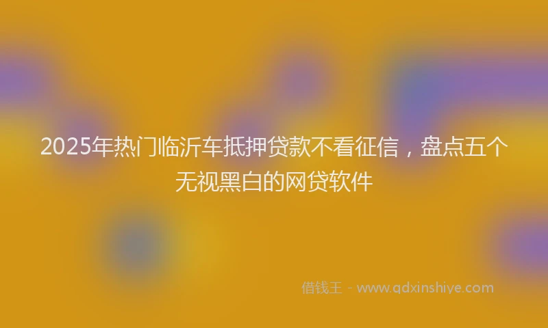 2025年热门临沂车抵押贷款不看征信，盘点五个无视黑白的网贷软件