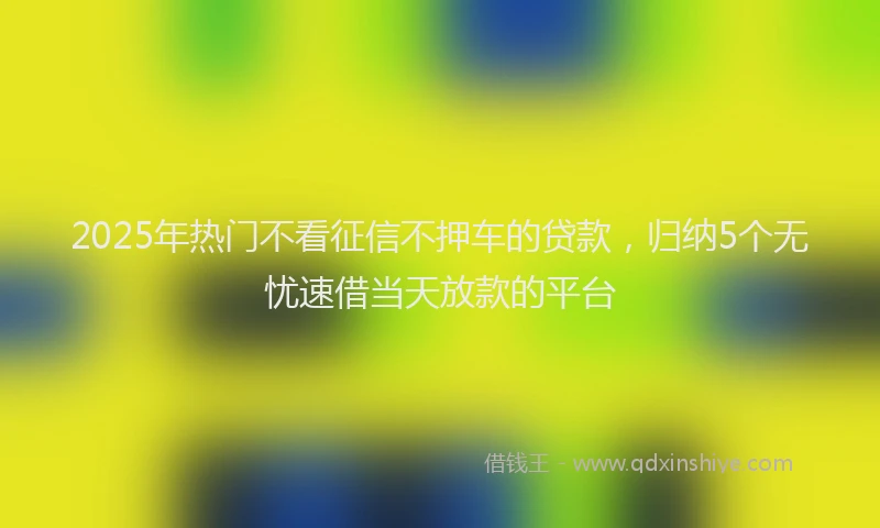 2025年热门不看征信不押车的贷款，归纳5个无忧速借当天放款的平台
