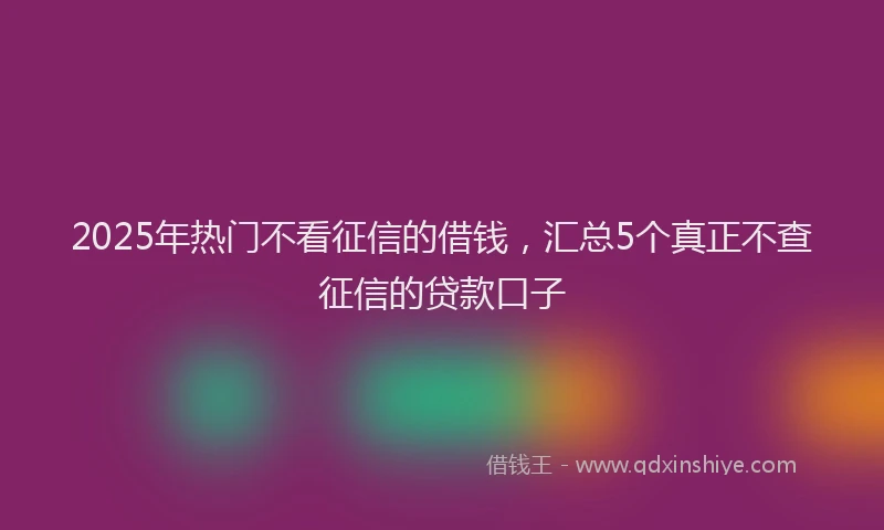 2025年热门不看征信的借钱，汇总5个真正不查征信的贷款口子