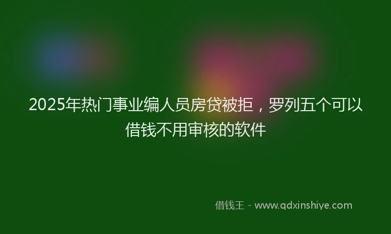 2025年热门事业编人员房贷被拒，罗列五个可以借钱不用审核的软件