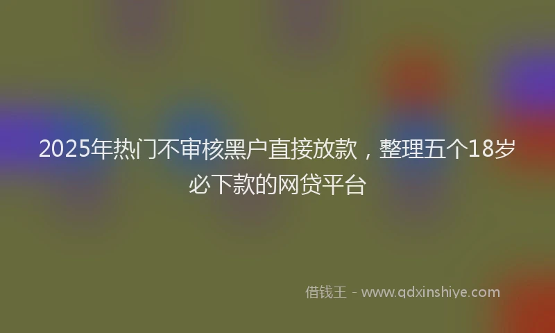 2025年热门不审核黑户直接放款，整理五个18岁必下款的网贷平台