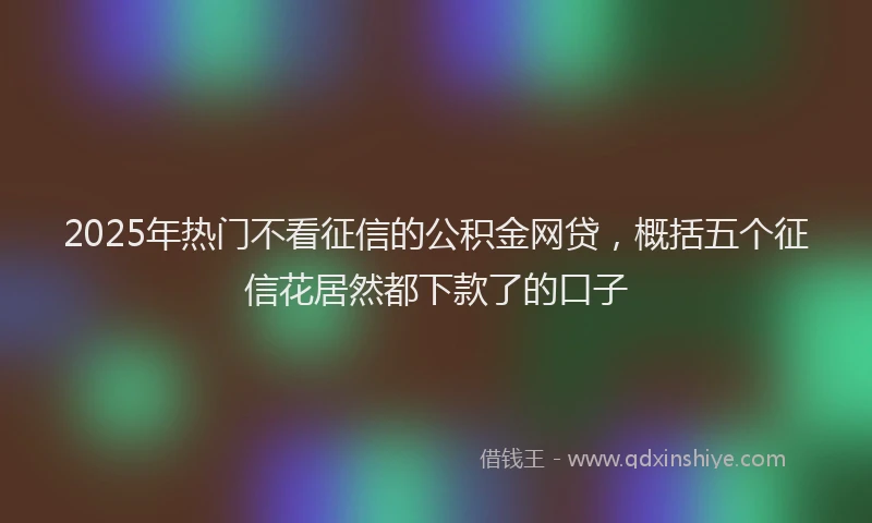 2025年热门不看征信的公积金网贷，概括五个征信花居然都下款了的口子