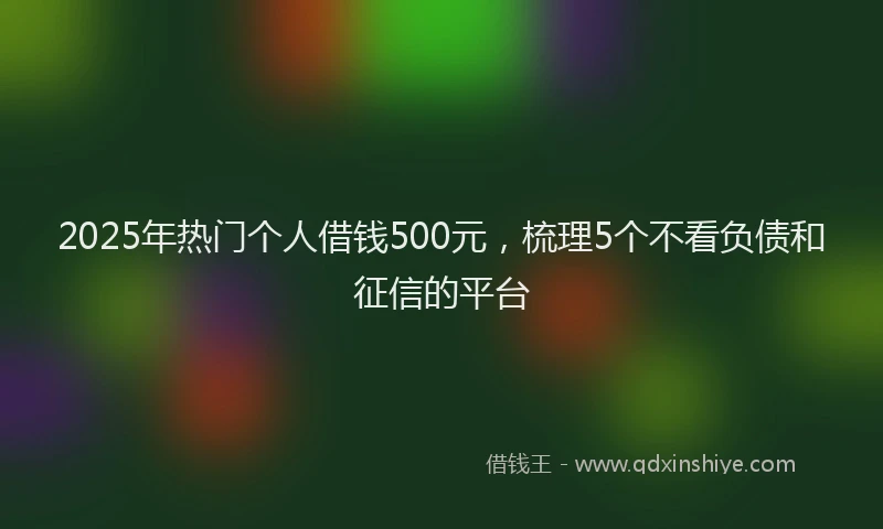 2025年热门个人借钱500元，梳理5个不看负债和征信的平台