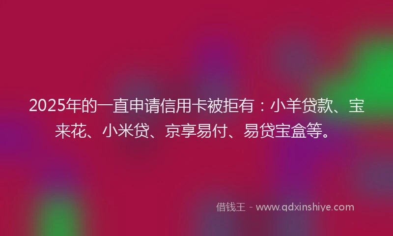 2025年的一直申请信用卡被拒有：小羊贷款、宝来花、小米贷、京享易付、易贷宝盒等。
