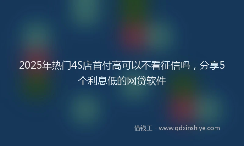 2025年热门4S店首付高可以不看征信吗，分享5个利息低的网贷软件