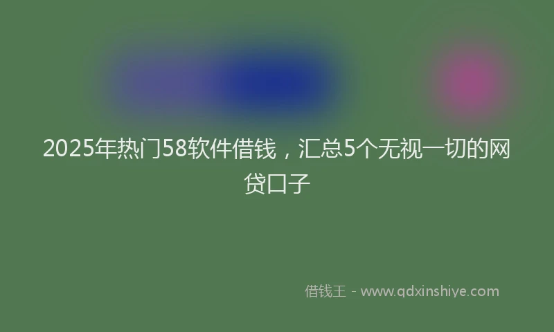 2025年热门58软件借钱，汇总5个无视一切的网贷口子
